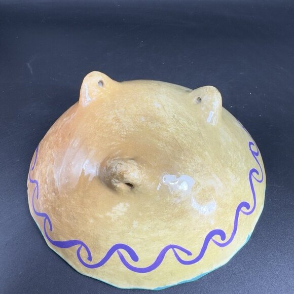 Hand Painted Mexican Pottery Footed Salsa Dish Trinket Dish Holder Vintage Decor - Picture 9 of 10